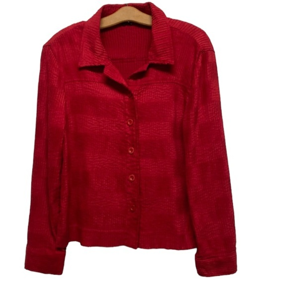 Vintage retro Toni Morgan Red button up light weight Ribbed Jacket size Lg (436) - Picture 1 of 8